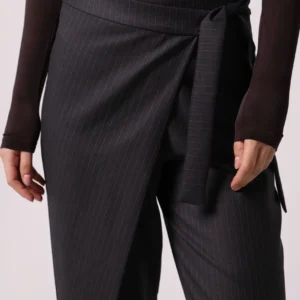 Asymmetrical overlapped grey tailored pants