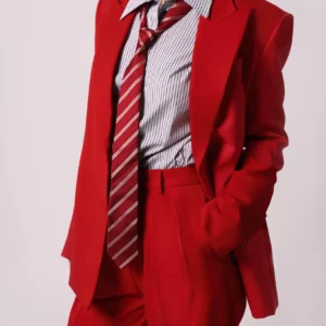 HEIDI tailored red suit with tie