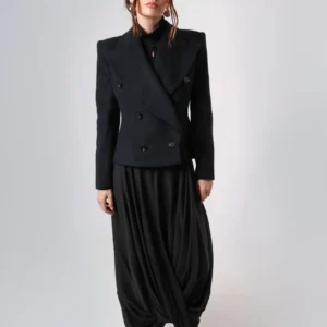 NORMA black wool double breasted blazer