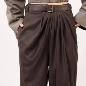 Wool brown oversized pants