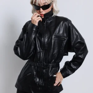 EMILY black real leather jacket